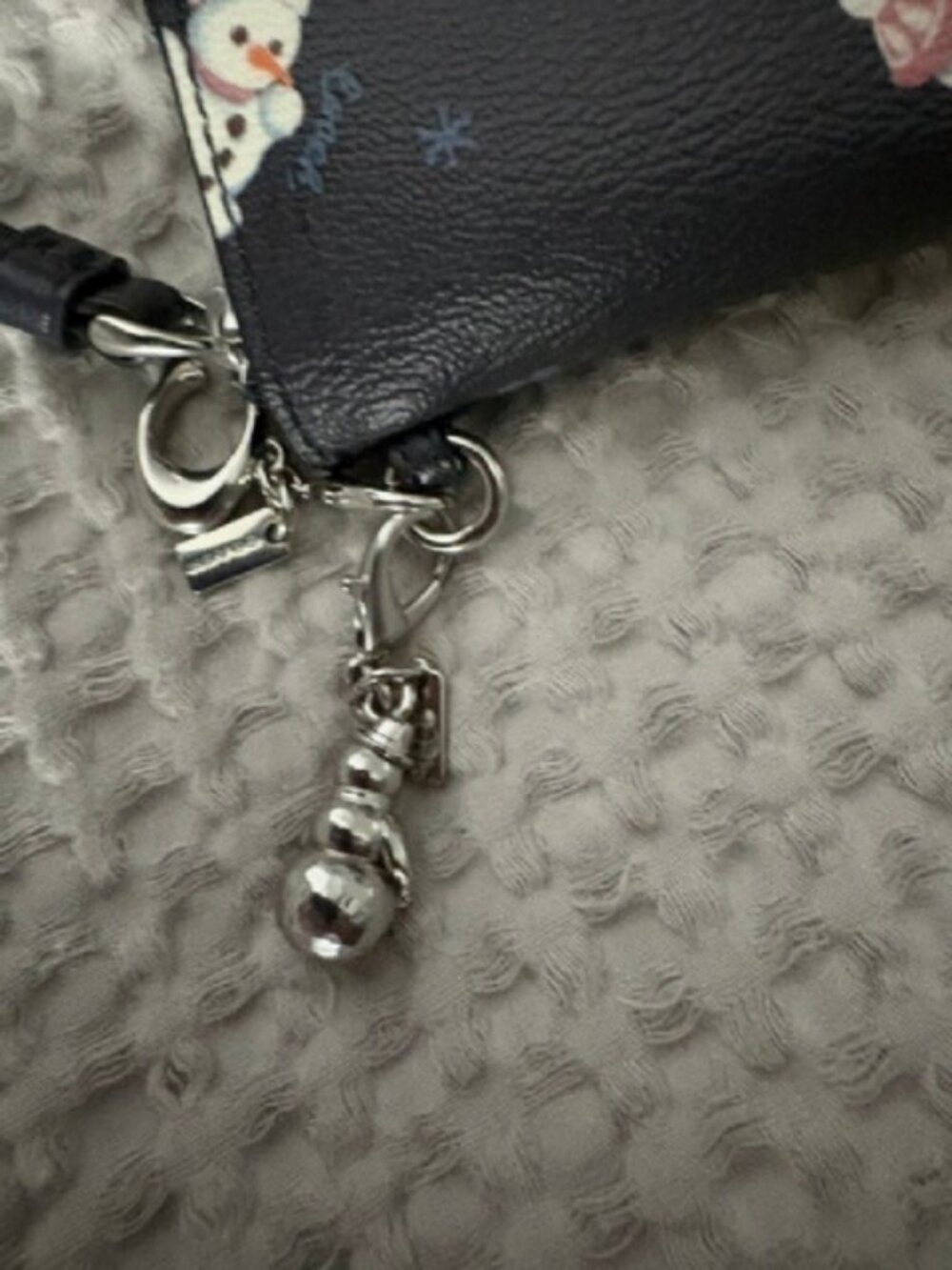 Coach Black Snowman Zip Wristlet Wallet w/ Wrist Strap, Credit Card - Picture 3 of 3